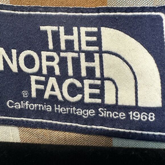 The North Face Mens‎ Large Blue Plaid Linen Cotton Short Sleeve Button Up Shirt - Picture 8 of 13